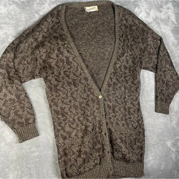 Diane VonFurstenberg Cardigan Womens M/L Vintage Shimmer Metallic Holiday Warm - Picture 2 of 9